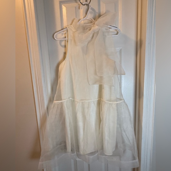 BHLDN Sophia High-Neck Bow-Tie Organza Mini Dress - Picture 3 of 10